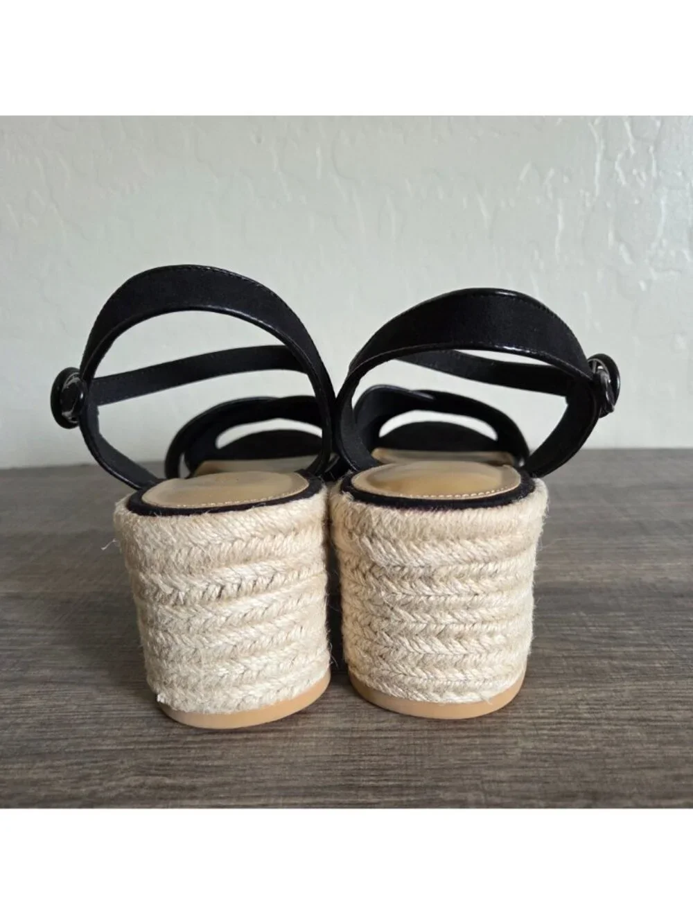 J.Crew Platform Espadrille Block Heeled Sandals Black Size Women's 10 Buckle